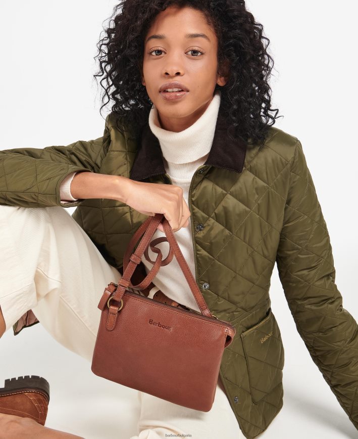 класическо кафяво lochy кожена чанта през рамо 4FN2BH2387 Жени Barbour аксесоари