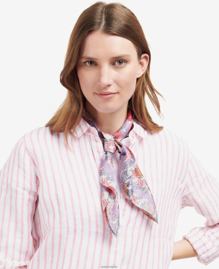 бяло/лавандула квадратен шал с флорален принт 4FN2BH2453 Жени Barbour аксесоари