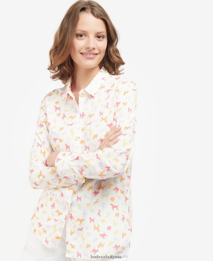 облачен/многокучешки печат сафари риза 4FN2BH1598 Жени Barbour облекло