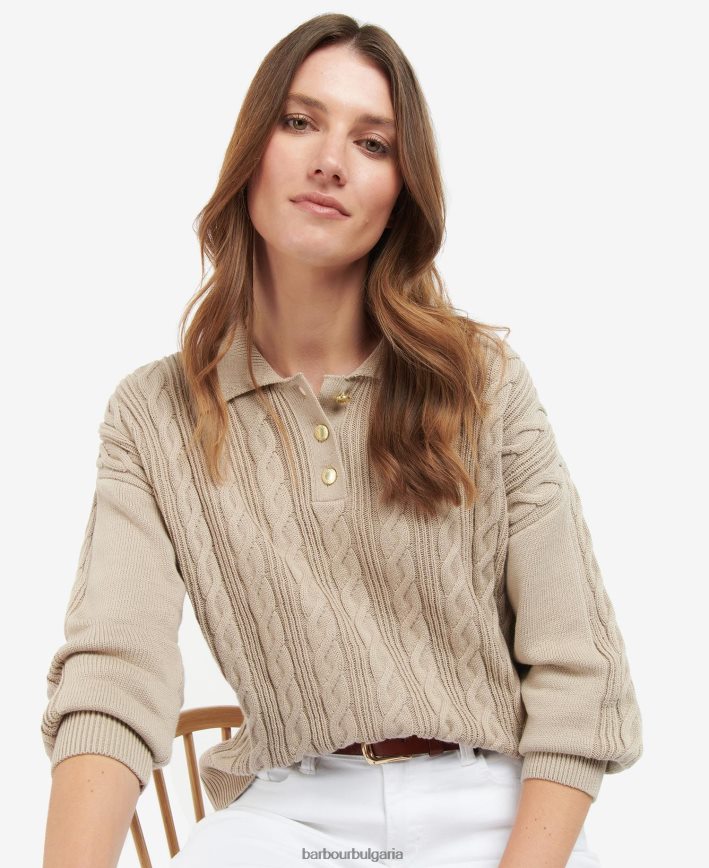 лек пясък плетен джъмпер от хвойна 4FN2BH1912 Жени Barbour облекло