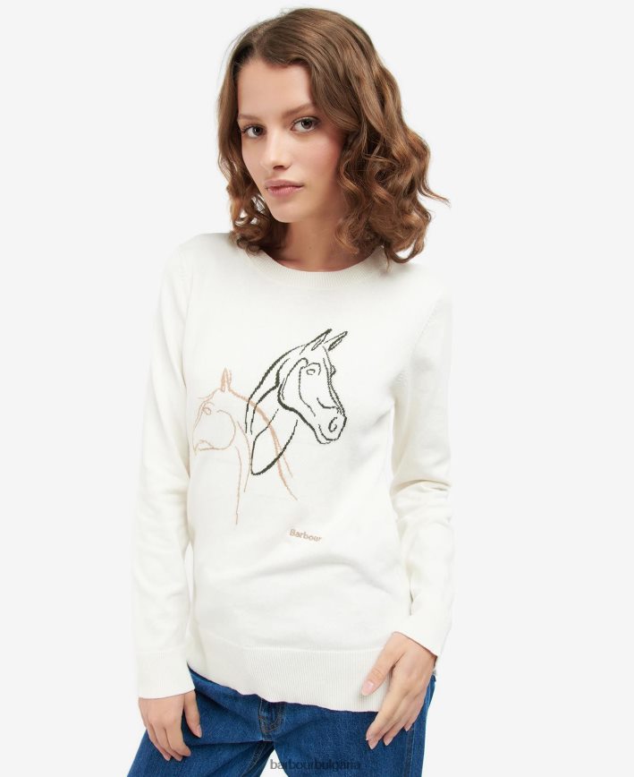 мръсно бяло плетен джъмпер от хедър 4FN2BH1925 Жени Barbour облекло