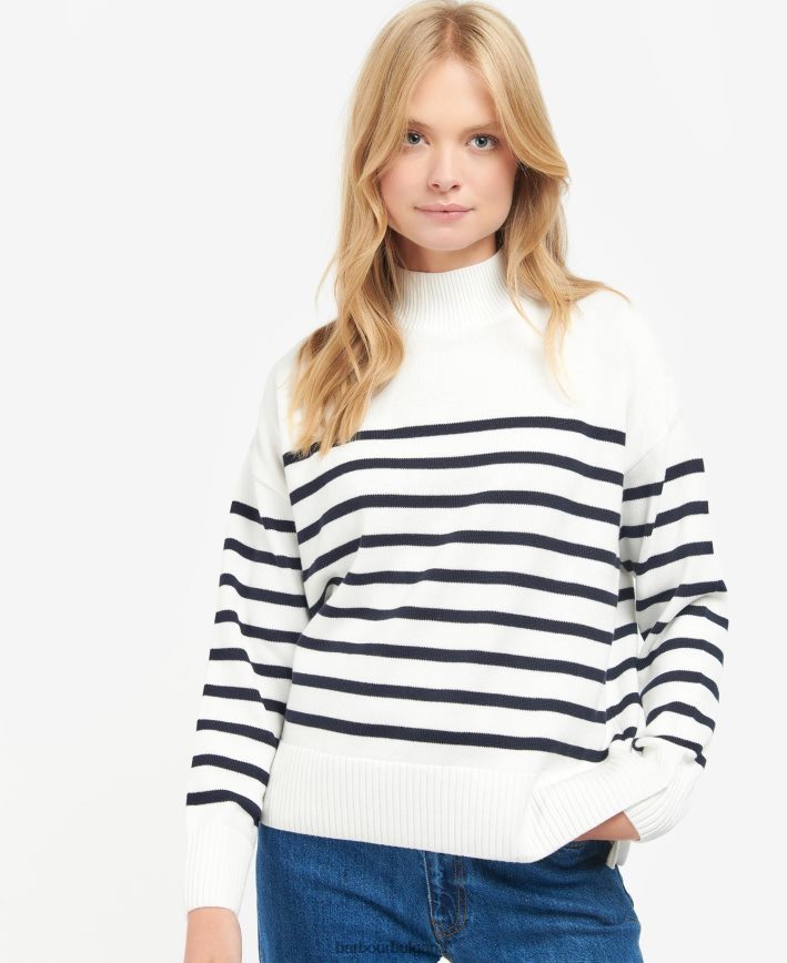 райе в цвят екрю перлен плетен пуловер 4FN2BH1933 Жени Barbour облекло