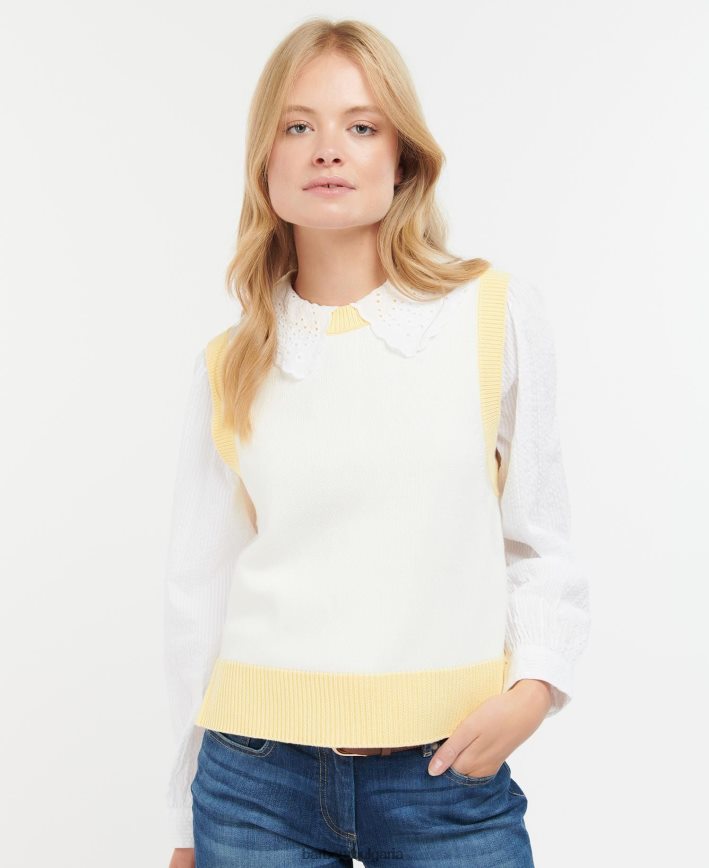 екрю Дана плетен пуловер жилетка 4FN2BH1943 Жени Barbour облекло