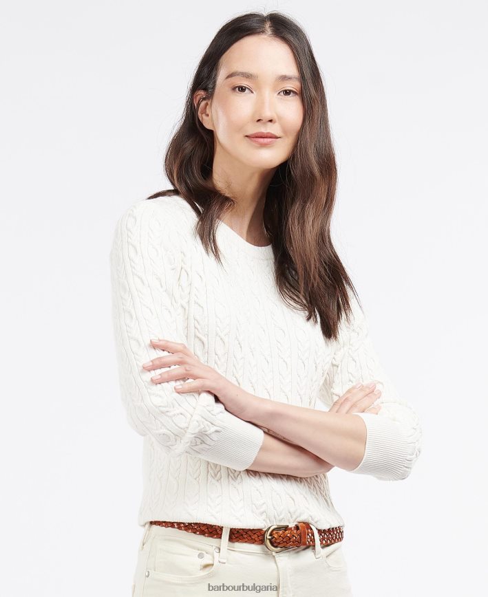 мръсно бяло хемптън плетка 4FN2BH1953 Жени Barbour облекло