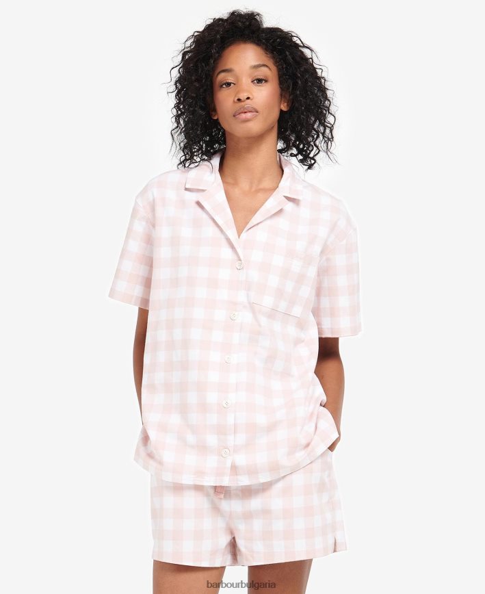 светло розов гингам etta gingham pj set 4FN2BH2035 Жени Barbour облекло