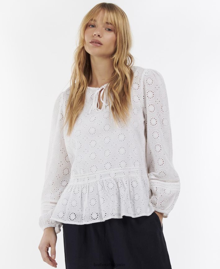 бяло Чербъри топ 4FN2BH1631 Жени Barbour облекло