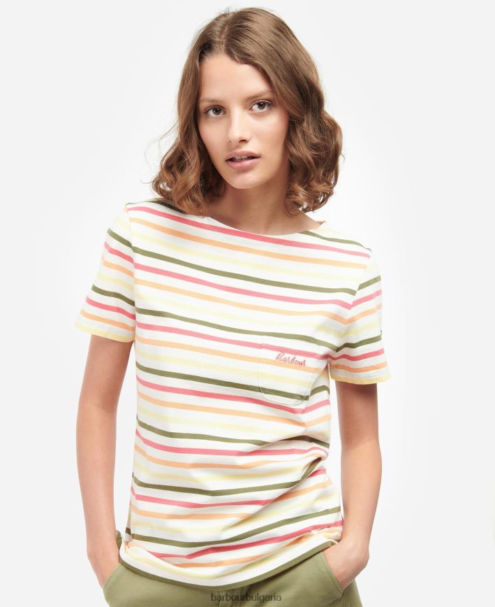 военноморски многолентен брадли топ с къс ръкав 4FN2BH1755 Жени Barbour облекло