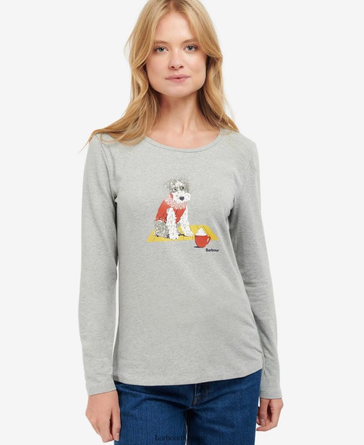 Това е сив мергел тениска Fairsfield 4FN2BH1745 Жени Barbour облекло