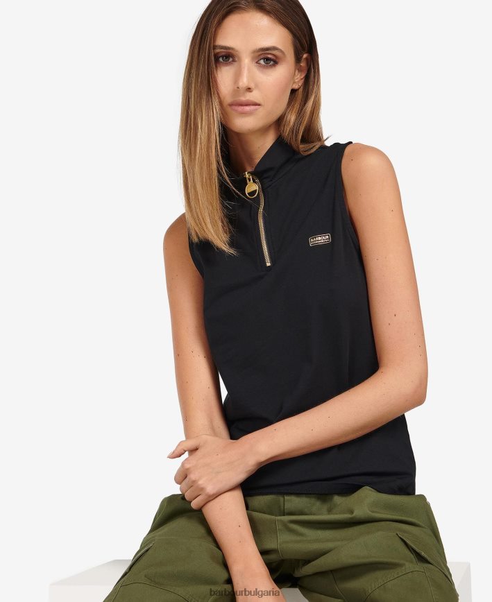 класическо черно kasuki горнище с половин цип 4FN2BH1672 Жени Barbour облекло