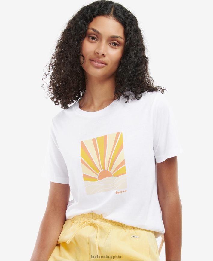 бяло тениска penrose 4FN2BH1717 Жени Barbour облекло