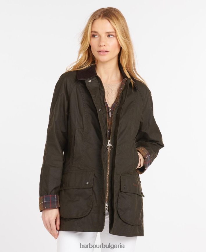 маслина класическо восъчно яке Beadnell 4FN2BH1365 Жени Barbour облекло
