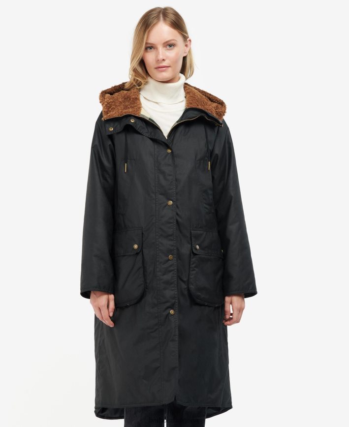 черен/старинен тартан восъчно яке gunnister 4FN2BH1395 Жени Barbour облекло