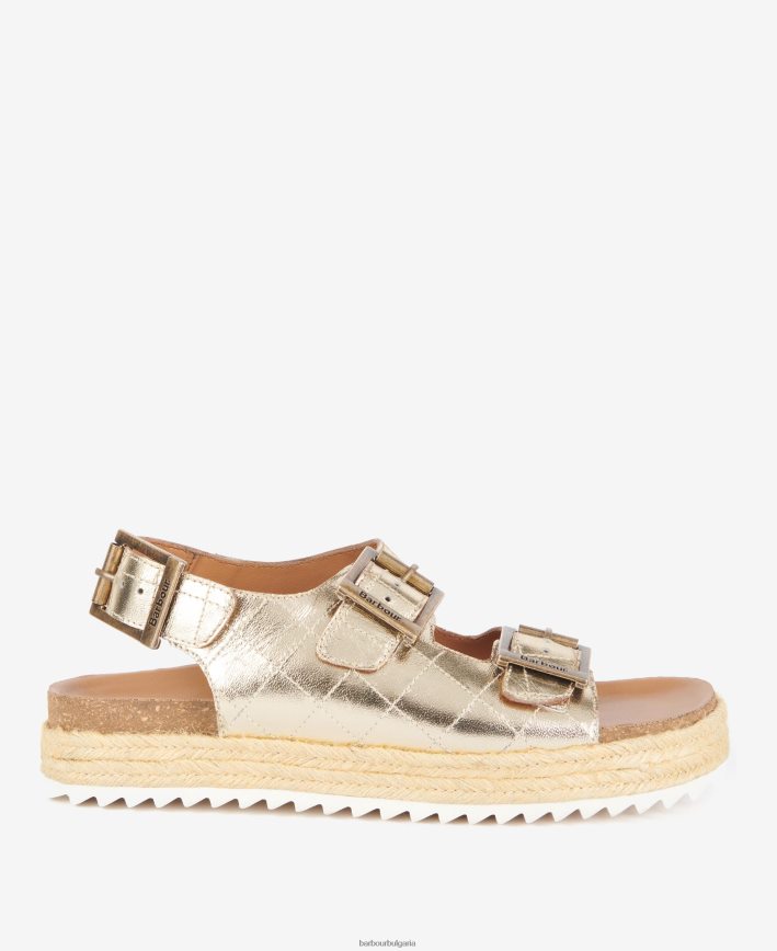 златен металик сандали с плоска форма helena 4FN2BH2110 Жени Barbour обувки