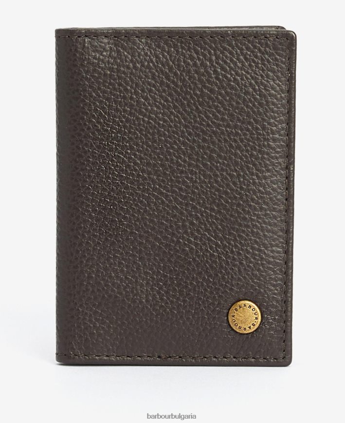 черен контрастен кожен портфейл на сгъване 4FN2BH2375 мъже Barbour аксесоари