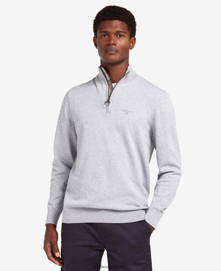 измито синьо трикотажен суичър с половин цип 4FN2BH1092 мъже Barbour облекло