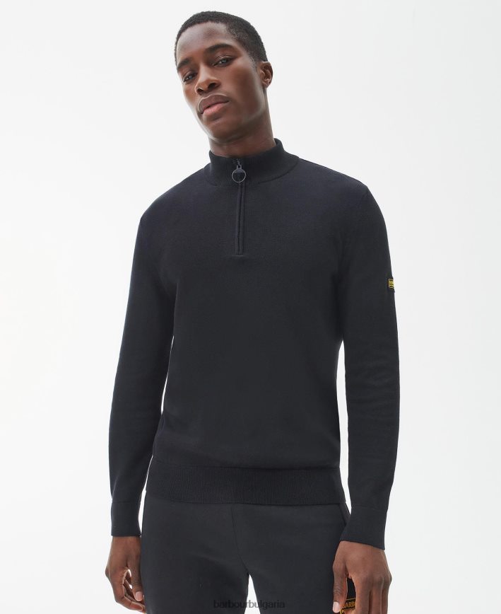 антрацит мергел памучен пуловер с половин цип 4FN2BH1105 мъже Barbour облекло