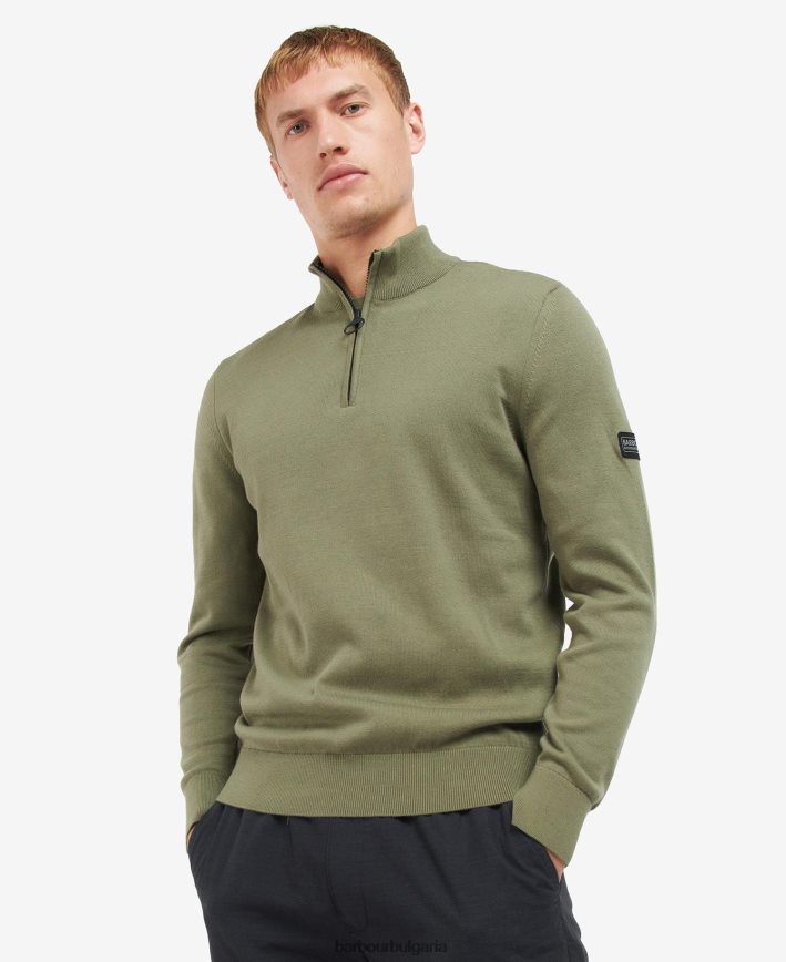 антрацит мергел памучен пуловер с половин цип 4FN2BH1118 мъже Barbour облекло