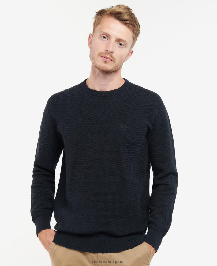 измито синьо трикотажен пуловер с кръгла яка 4FN2BH1127 мъже Barbour облекло