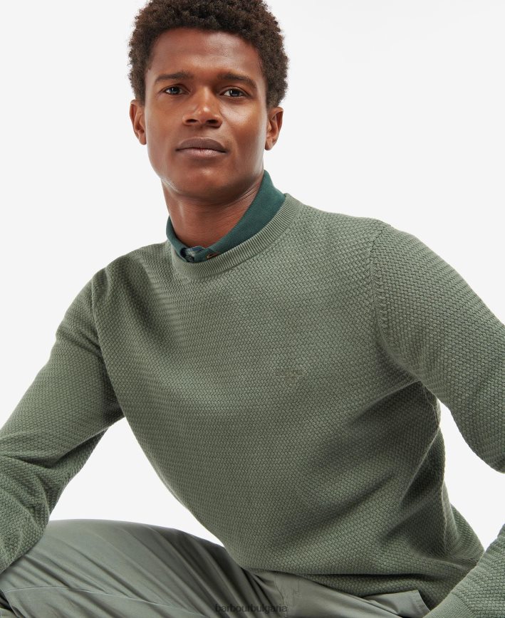 измито синьо трикотажен пуловер с кръгла яка 4FN2BH1128 мъже Barbour облекло