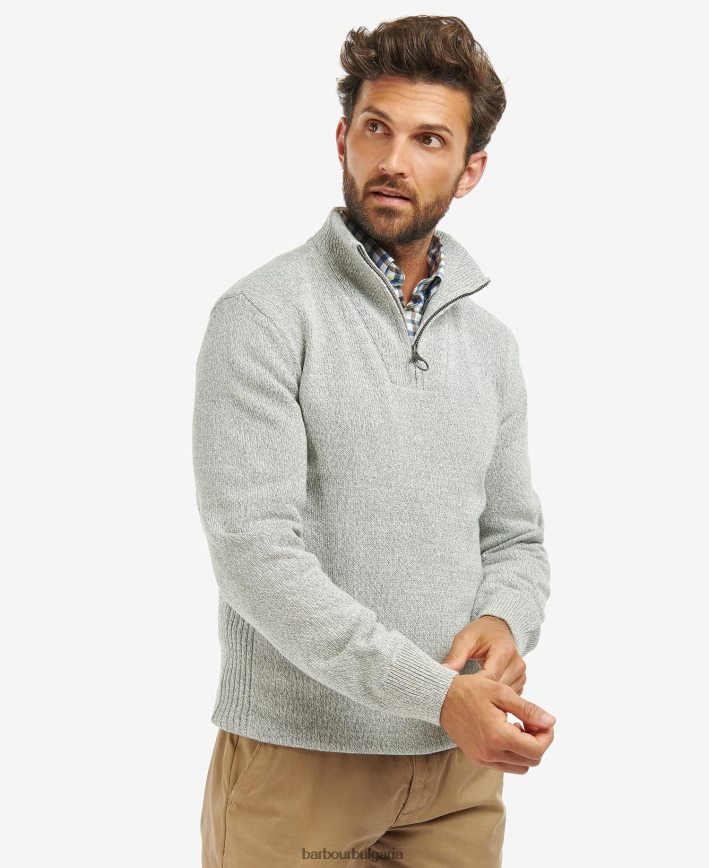 спортна чанта зелена памучен суичър Nelson с половин цип 4FN2BH1114 мъже Barbour облекло