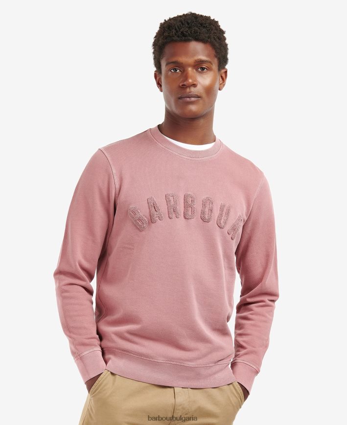 прахово синьо пуловер с кръгла яка с голямо лого 4FN2BH1030 мъже Barbour облекло