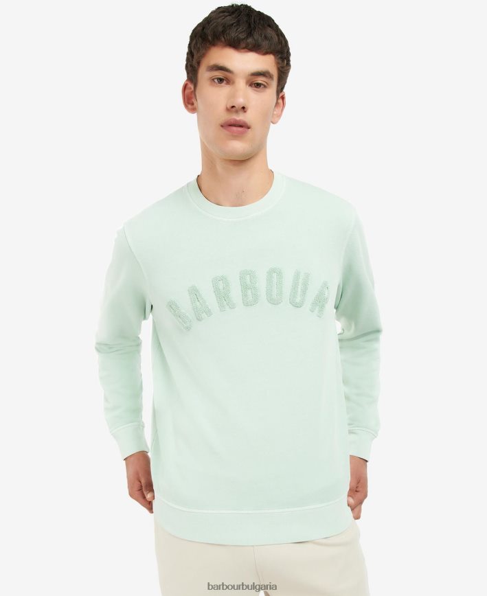 прахово синьо пуловер с кръгла яка с голямо лого 4FN2BH1041 мъже Barbour облекло