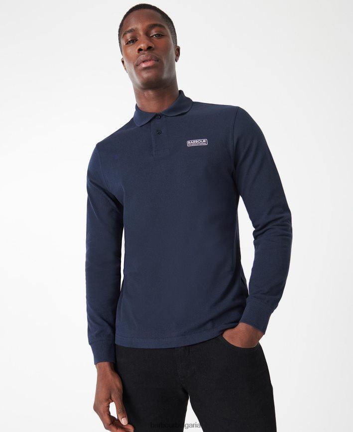 черен поло тениска с дълъг ръкав 4FN2BH663 мъже Barbour облекло