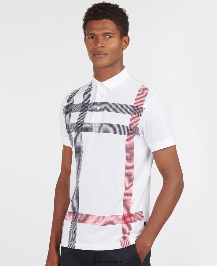 бяло блейн поло тениска 4FN2BH730 мъже Barbour облекло