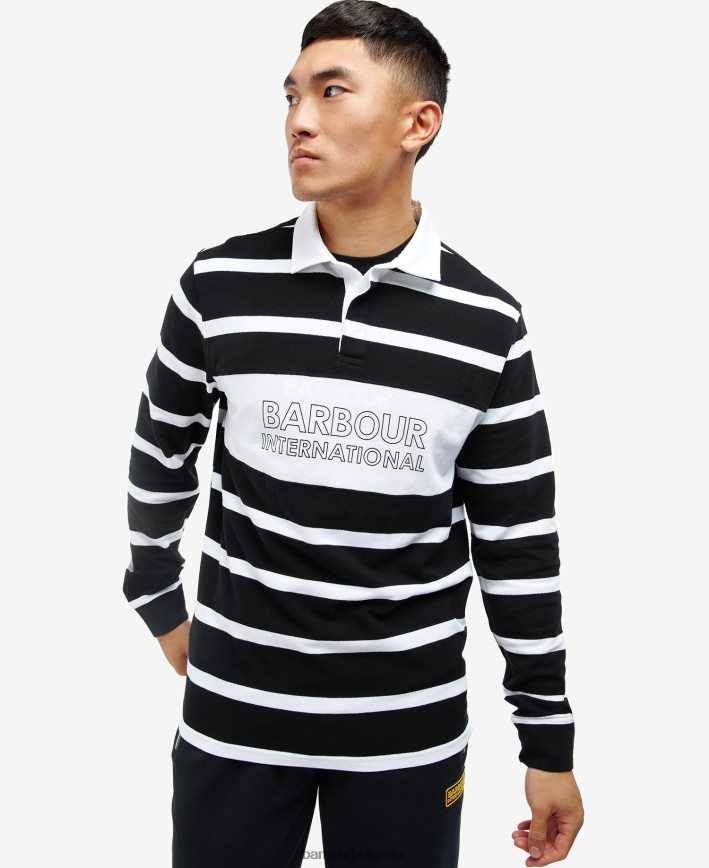 черен слънчева поло риза с дълъг ръкав 4FN2BH739 мъже Barbour облекло