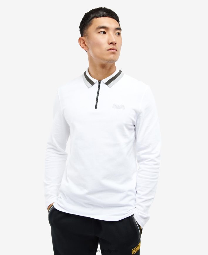 бяло поло тениска с дълъг ръкав adisham 4FN2BH741 мъже Barbour облекло