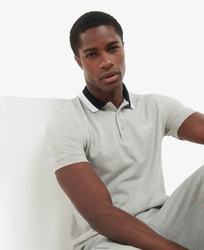 светло сив поло тениска ampere 4FN2BH689 мъже Barbour облекло