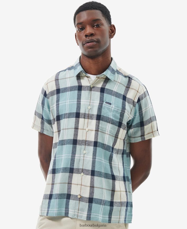 син тебеширен тартан крофт лятна риза с къс ръкав 4FN2BH289 мъже Barbour облекло