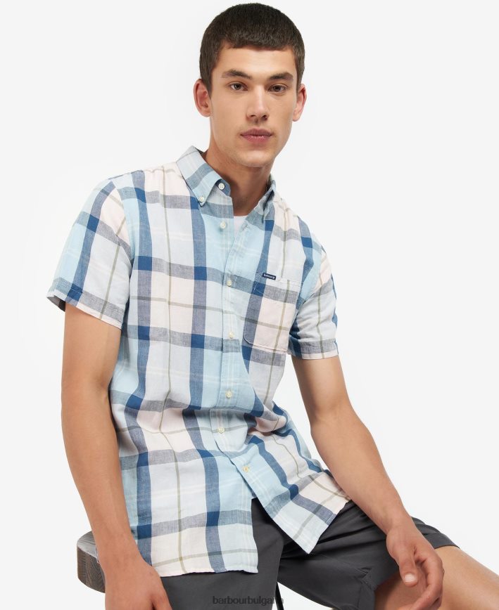 тартан от розова сол ушита риза ангъс 4FN2BH429 мъже Barbour облекло