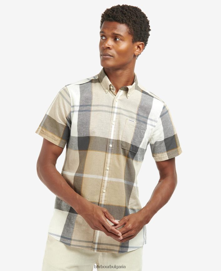 kielder син тартан риза с къс ръкав на douglas 4FN2BH383 мъже Barbour облекло