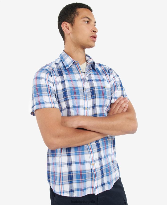 средно синьо карирана риза ramelton 4FN2BH475 мъже Barbour облекло