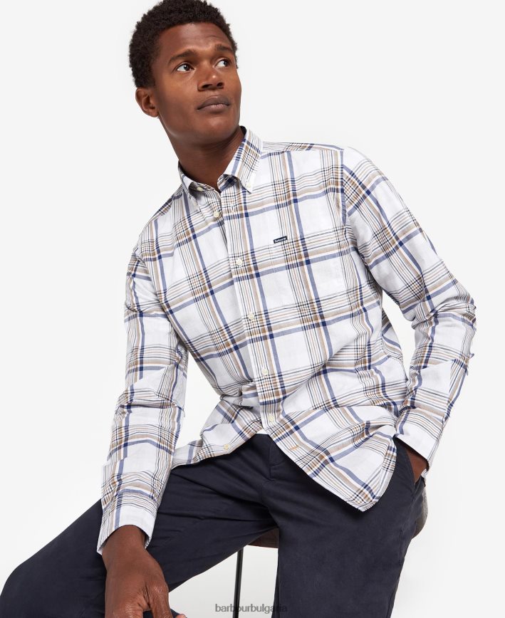 класическо червено шита риза sunhill 4FN2BH500 мъже Barbour облекло