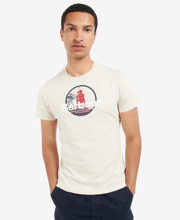 синя мъгла тениска с разкъсана графична щампа 4FN2BH798 мъже Barbour облекло