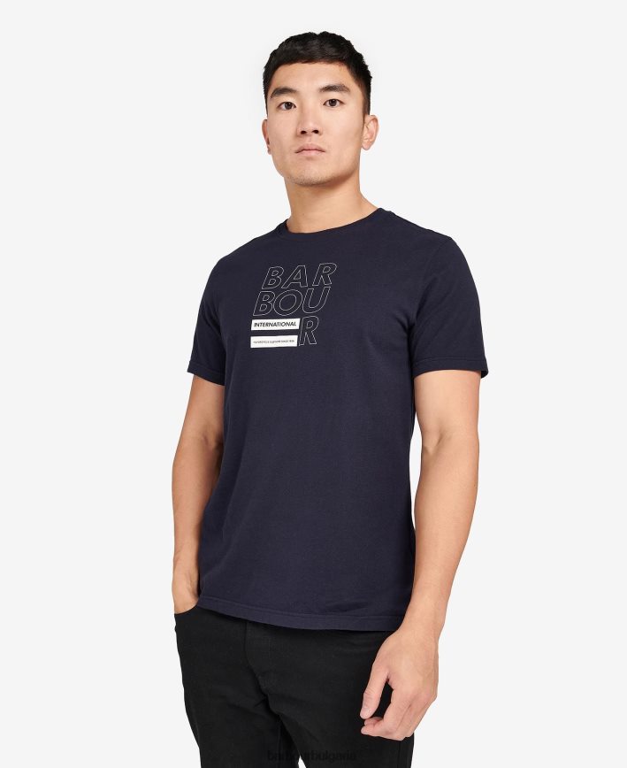 класическо бяло тениска с графичен принт на кубчета 4FN2BH838 мъже Barbour облекло