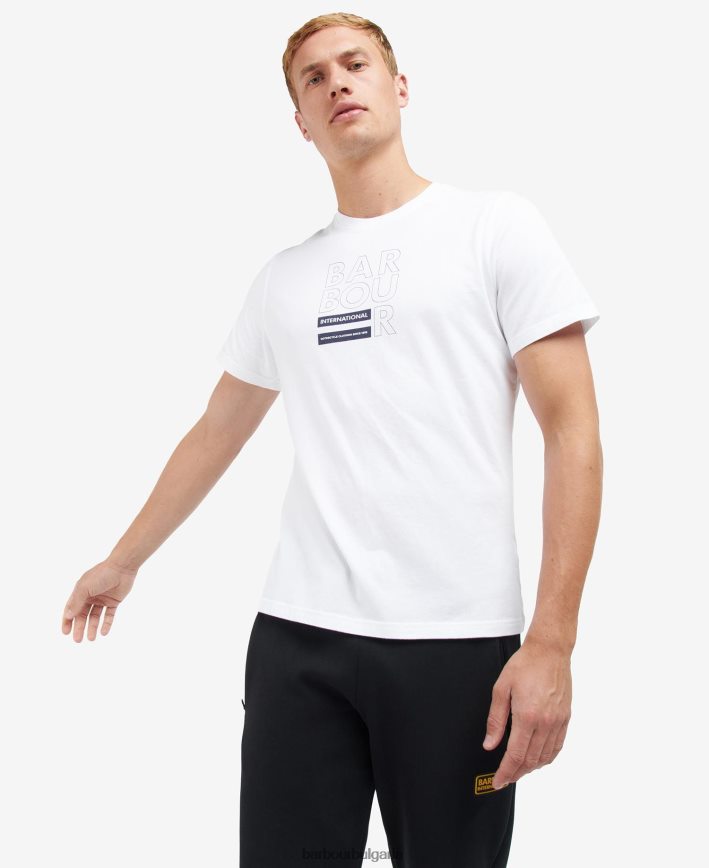 класическо бяло тениска с графичен принт на кубчета 4FN2BH854 мъже Barbour облекло