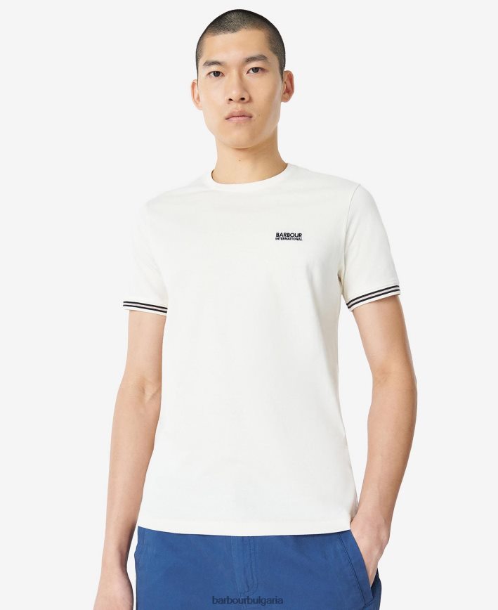 шепот бял тениска с въртящ се връх 4FN2BH894 мъже Barbour облекло