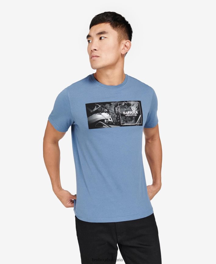 син хоризонт тениска с графичен принт 4FN2BH948 мъже Barbour облекло