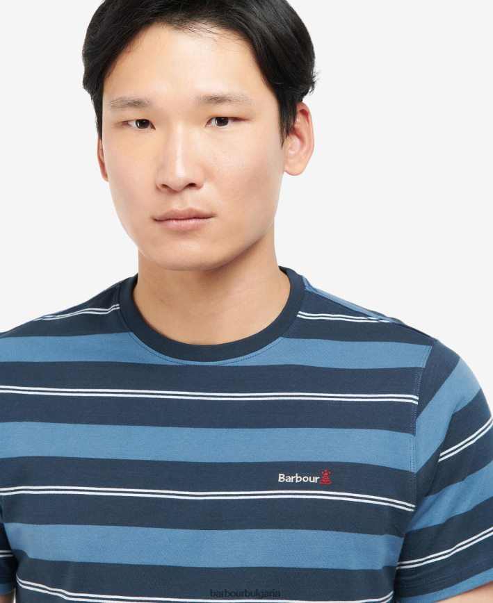 шепот бял тениска с райета Kendray 4FN2BH819 мъже Barbour облекло