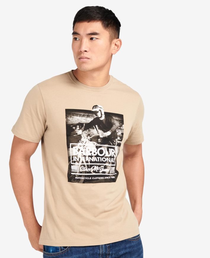 шепот бял тениска с графики на morris 4FN2BH821 мъже Barbour облекло