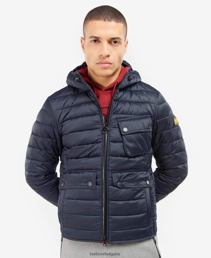 мъдрец ватирано яке с качулка racer ouston 4FN2BH123 мъже Barbour облекло