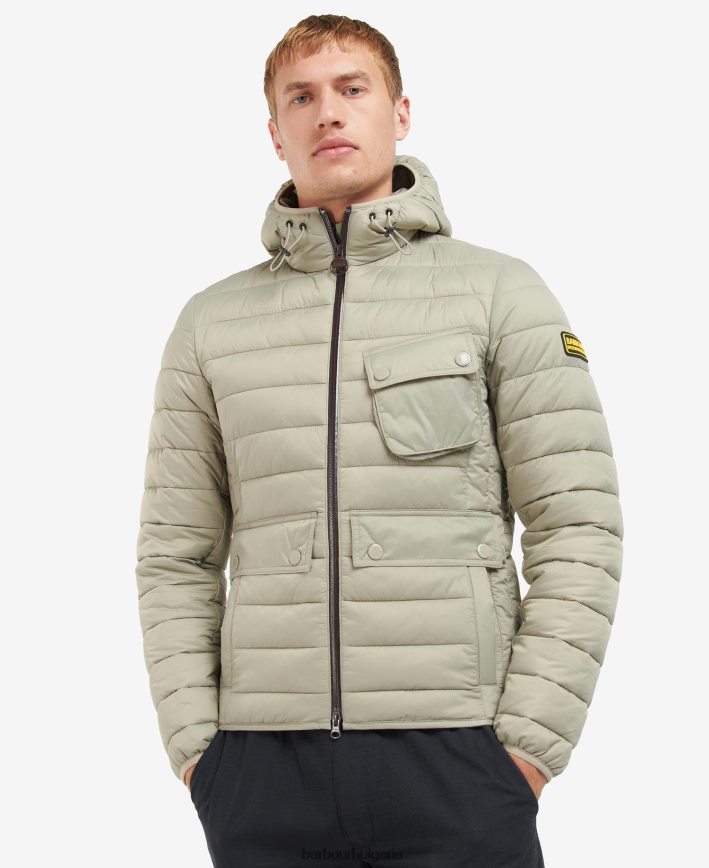 черен ватирано яке с качулка racer ouston 4FN2BH147 мъже Barbour облекло