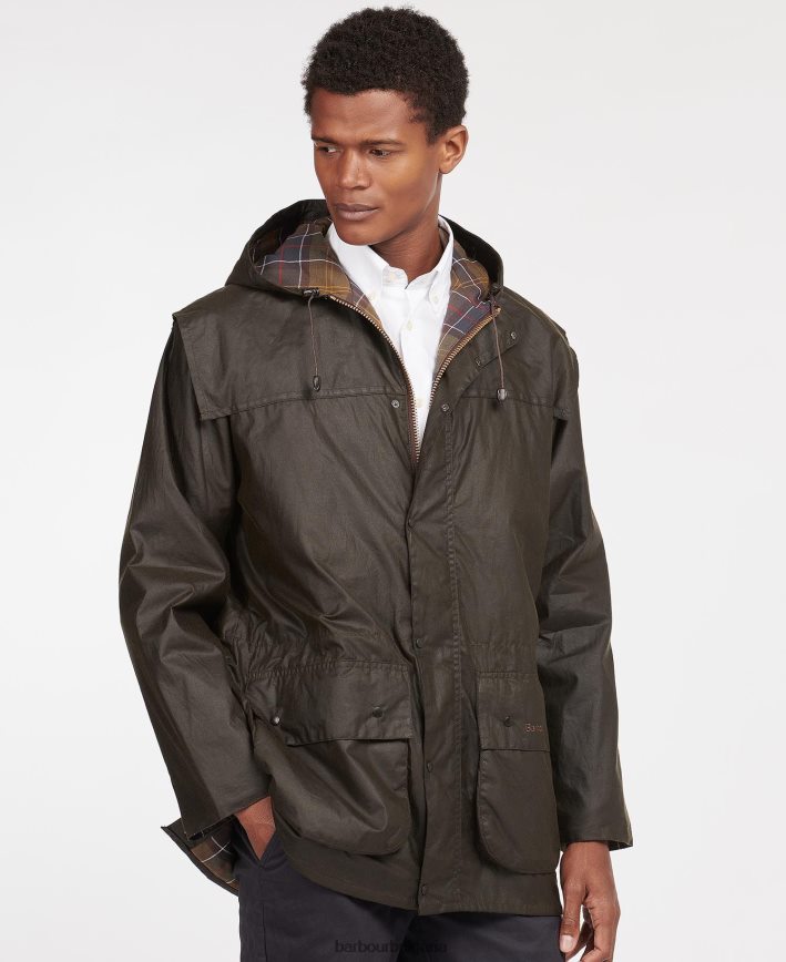 маслина класическо восъчно яке от Дърам 4FN2BH43 мъже Barbour облекло