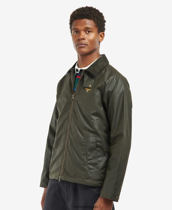 тъмносин/бръшлян тартан колежанско восъчно яке 4FN2BH54 мъже Barbour облекло