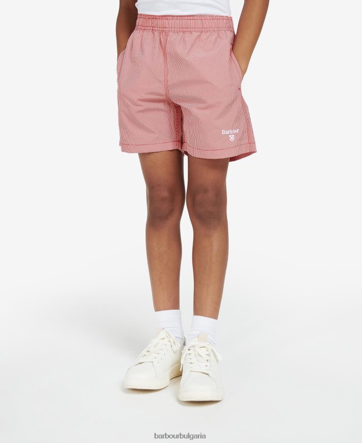 класическо червено бански шорти от гингам 4FN2BH2511 момчета Barbour облекло