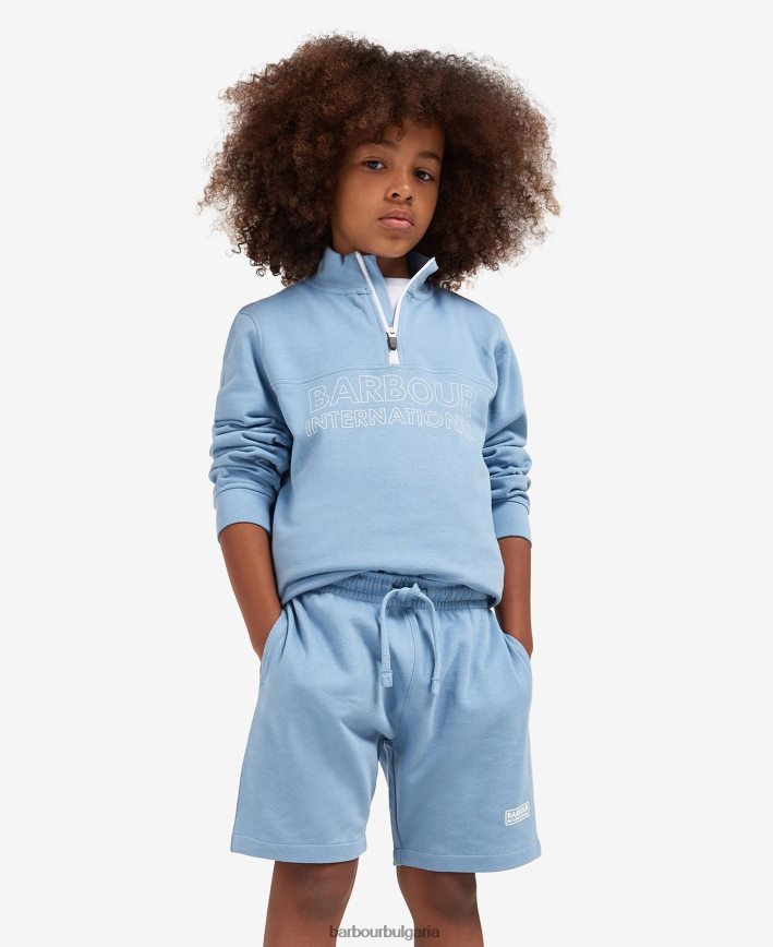 класическо черно суичър с трик с половин цип и къси панталони 4FN2BH2526 момчета Barbour облекло