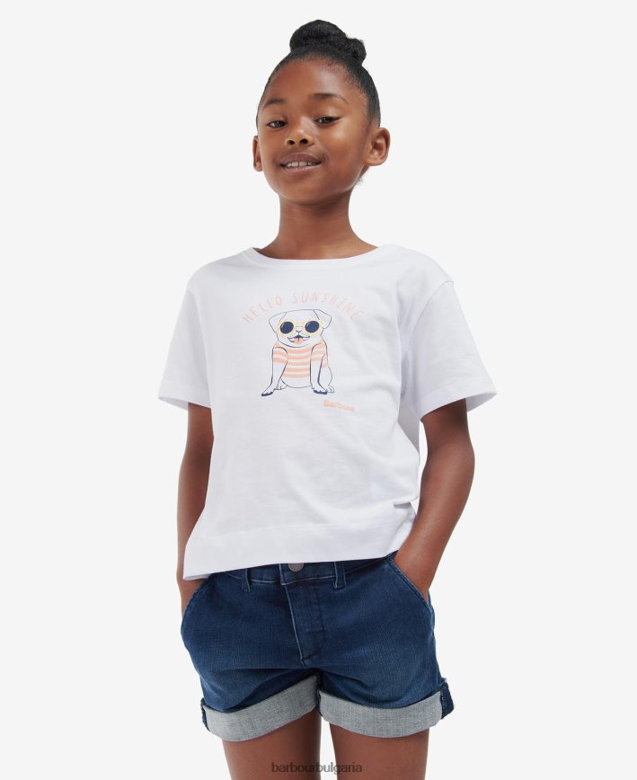 класическо бяло тениска emma 4FN2BH2562 момичета Barbour облекло